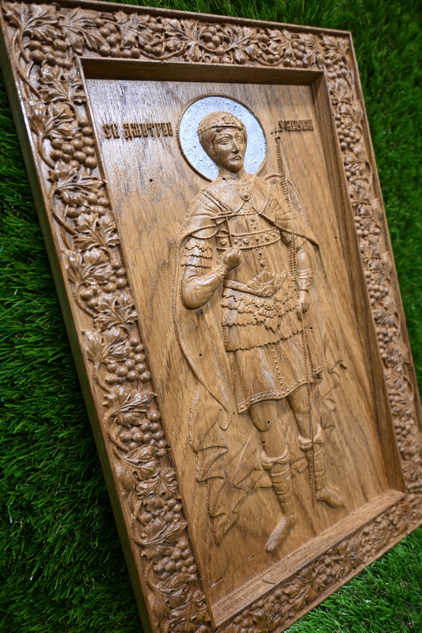 St. Demetrius Carve Icon – Dark Oak