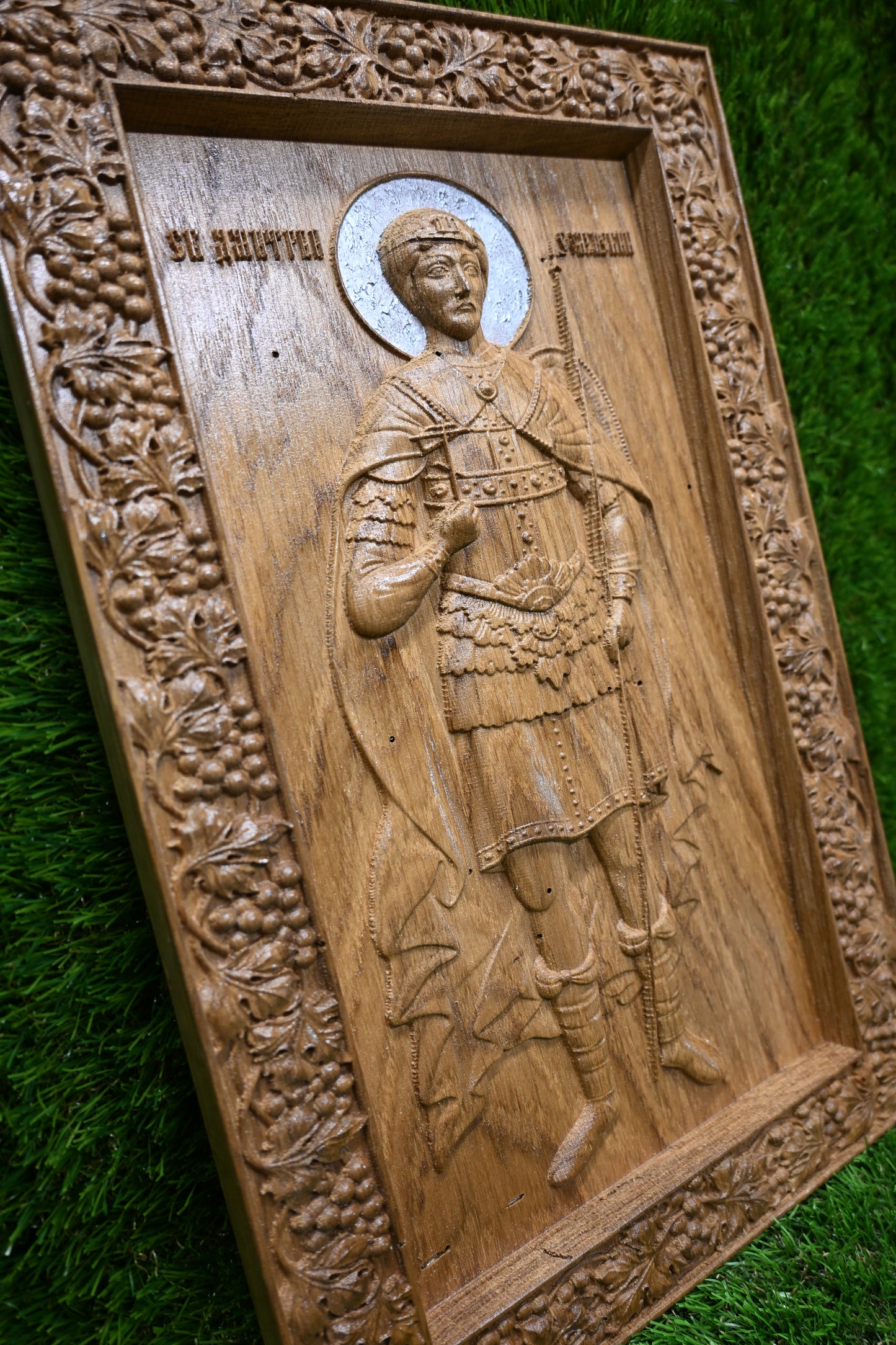St. Demetrius Carve Icon – Dark Oak