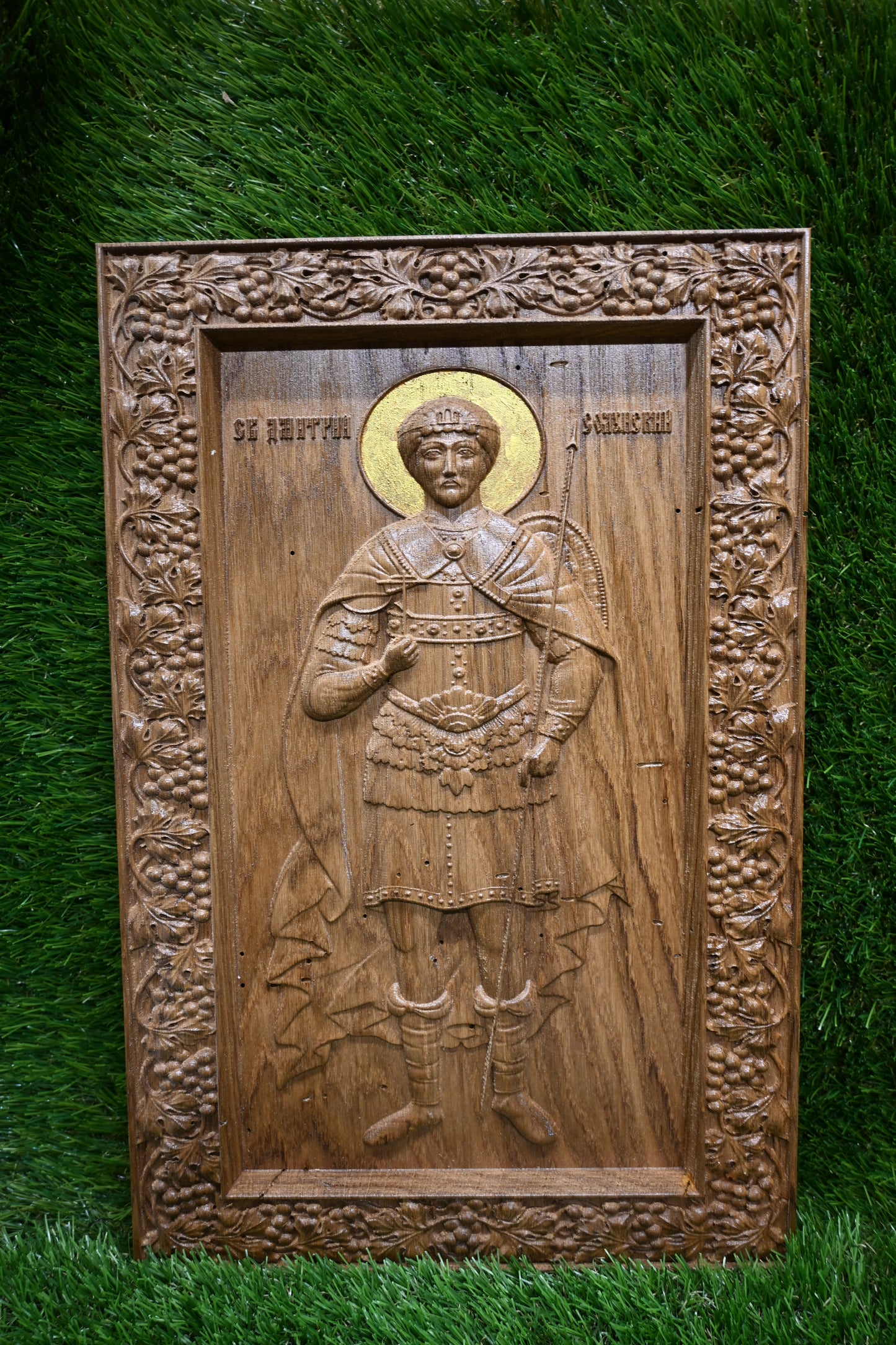 St. Demetrius Carve Icon – Dark Oak