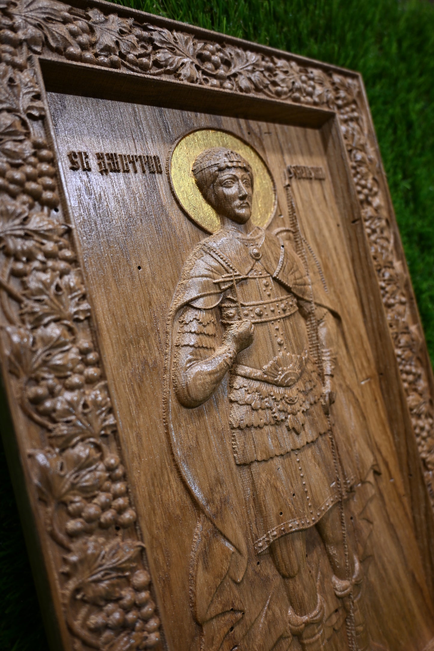St. Demetrius Carve Icon – Dark Oak