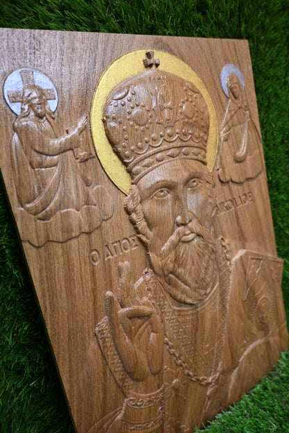 St. Nicholas Carve Icon – Dark Oak