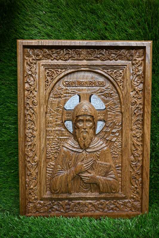 St. Ivan Rilski Carve Icon – Dark Oak