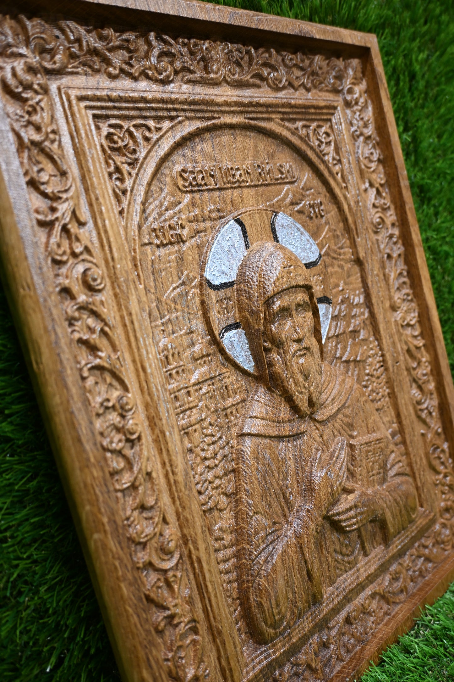St. Ivan Rilski Carve Icon – Dark Oak
