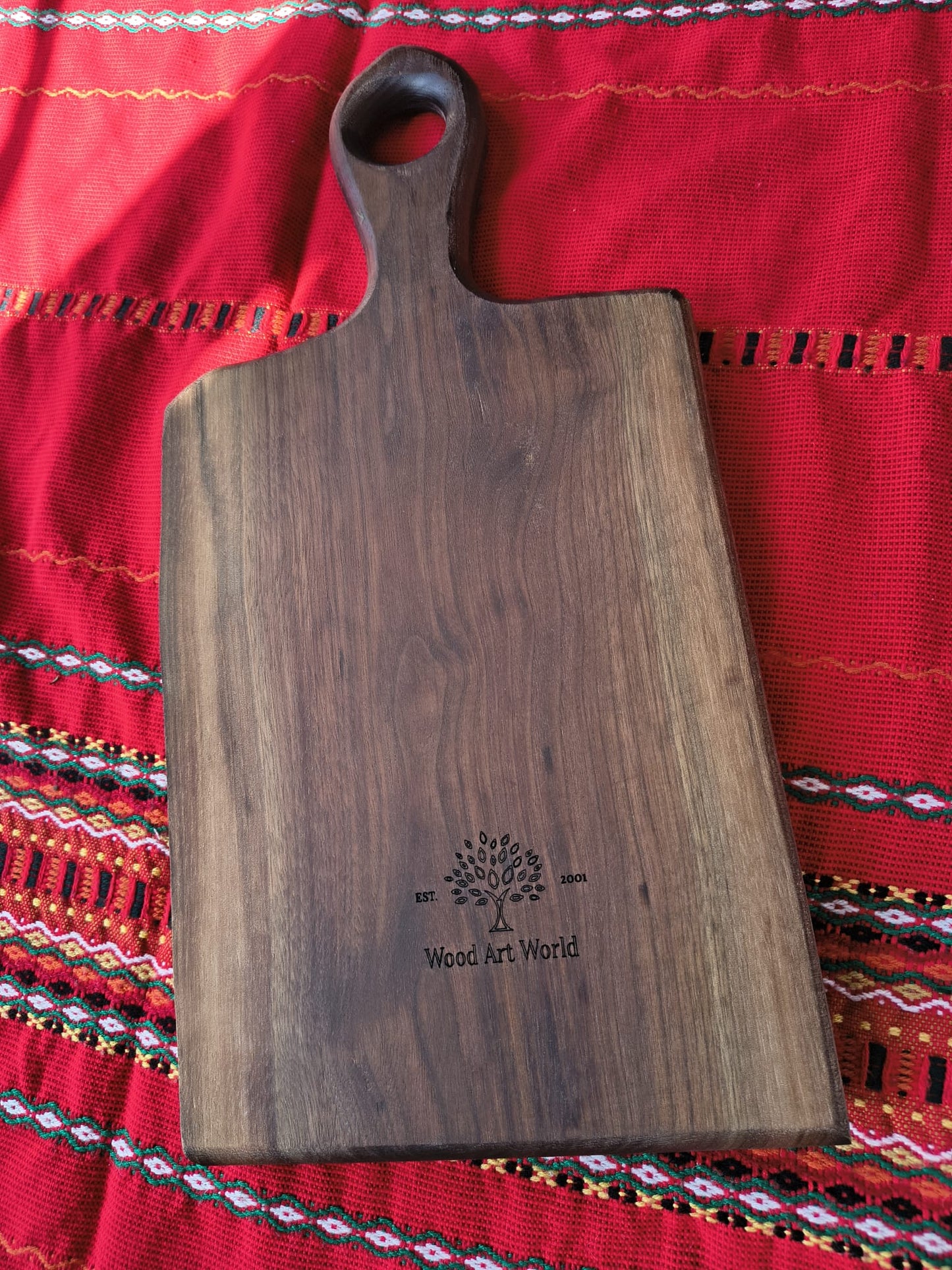 Luxury Walnut Serving Board with Wine Motif – Art for True Connoisseurs