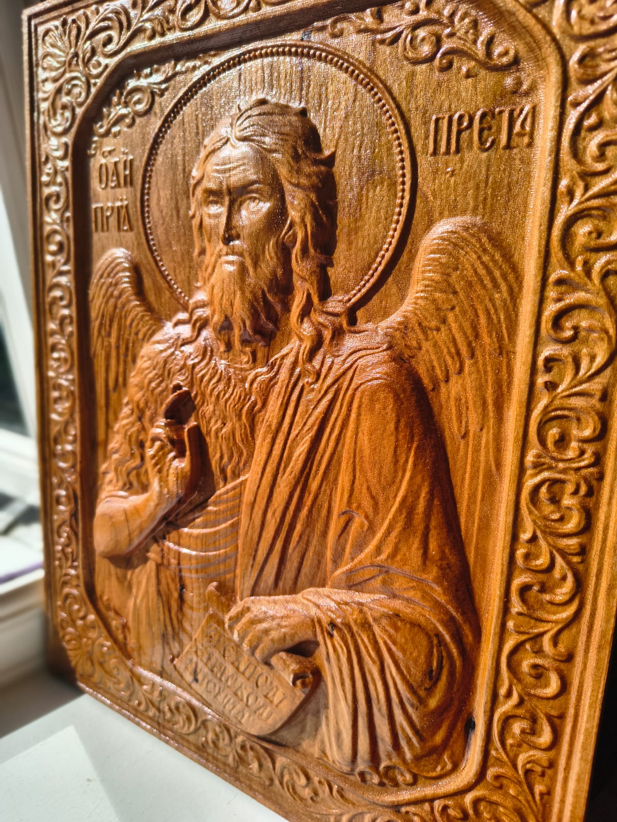 Icon of St. John the Baptist – Carved Cherry Wood