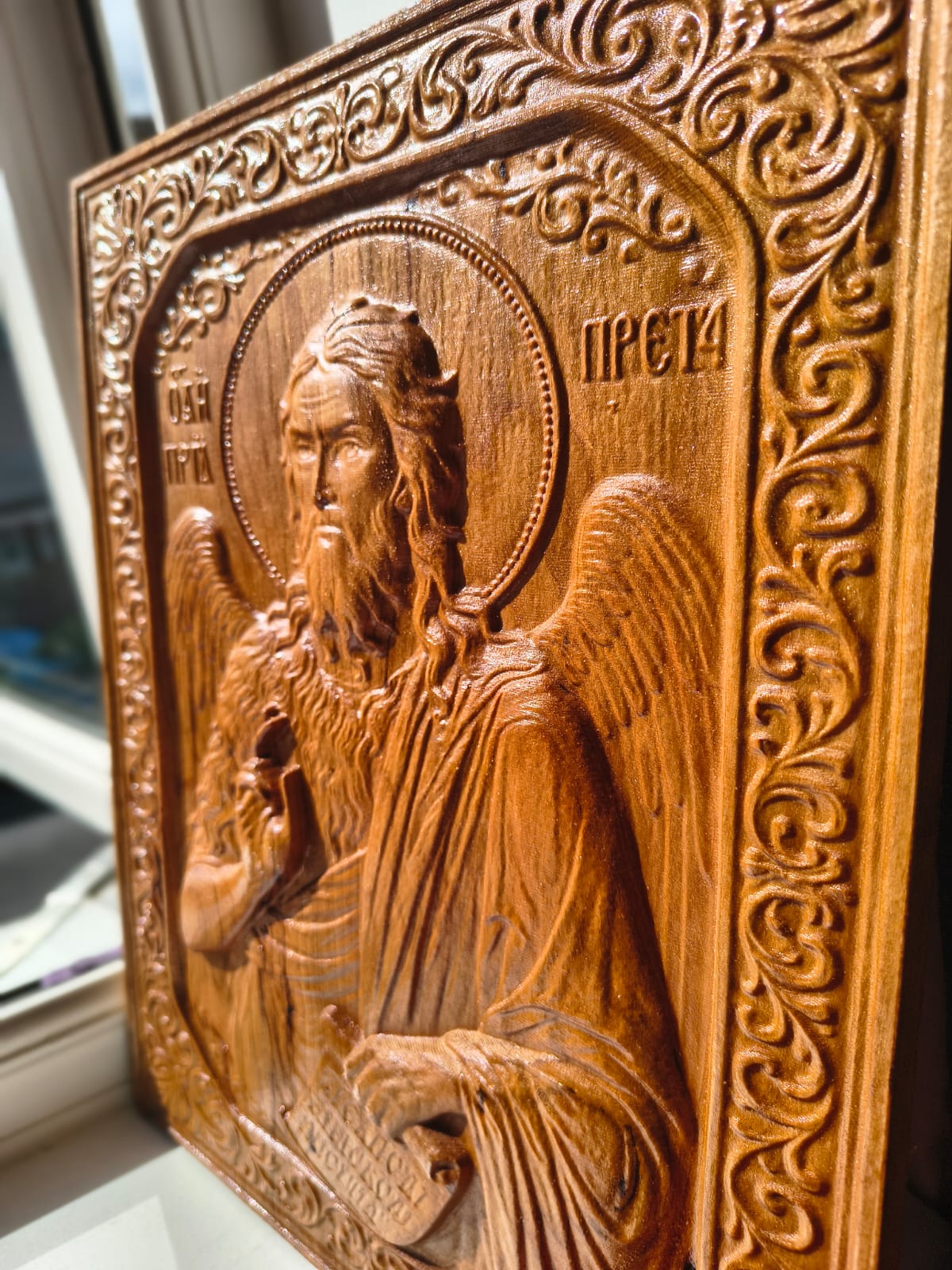 Icon of St. John the Baptist – Carved Cherry Wood