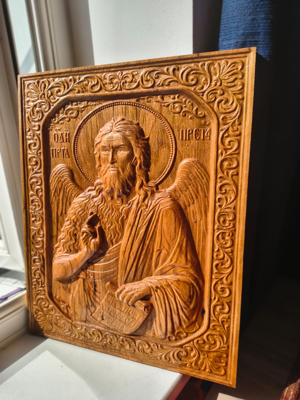 Icon of St. John the Baptist – Carved Cherry Wood