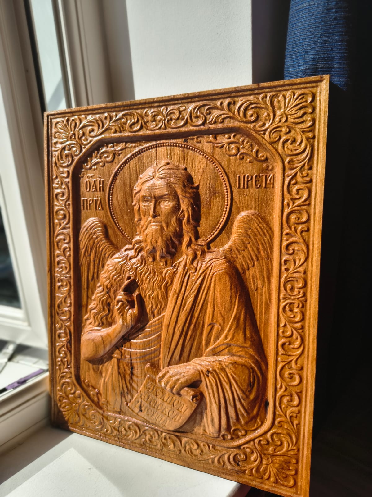 Icon of St. John the Baptist – Carved Cherry Wood