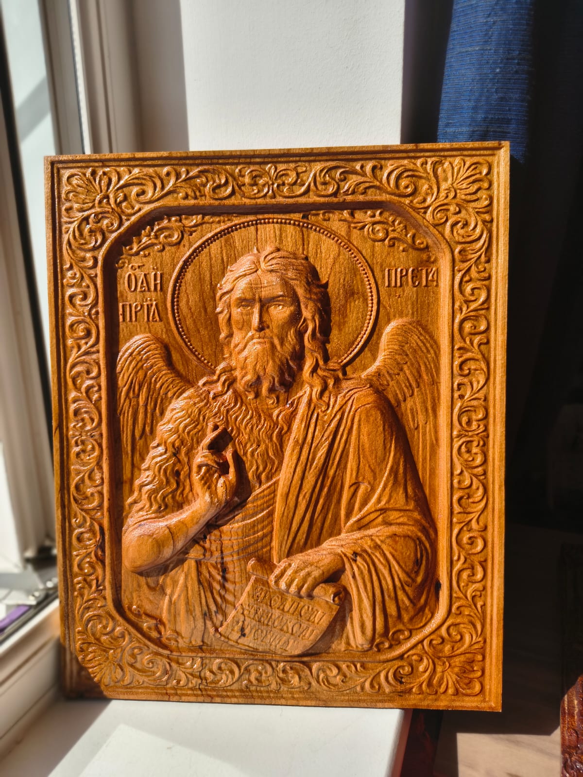 Icon of St. John the Baptist – Carved Cherry Wood