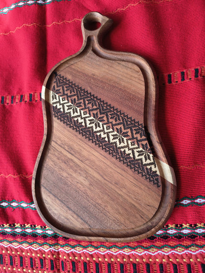 Jatoba & White Oak Cutting Board with Bulgarian Embroidery Motif