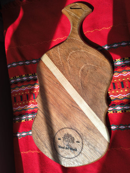 Jatoba & White Oak Board with Wheat and Embroidery Engraving